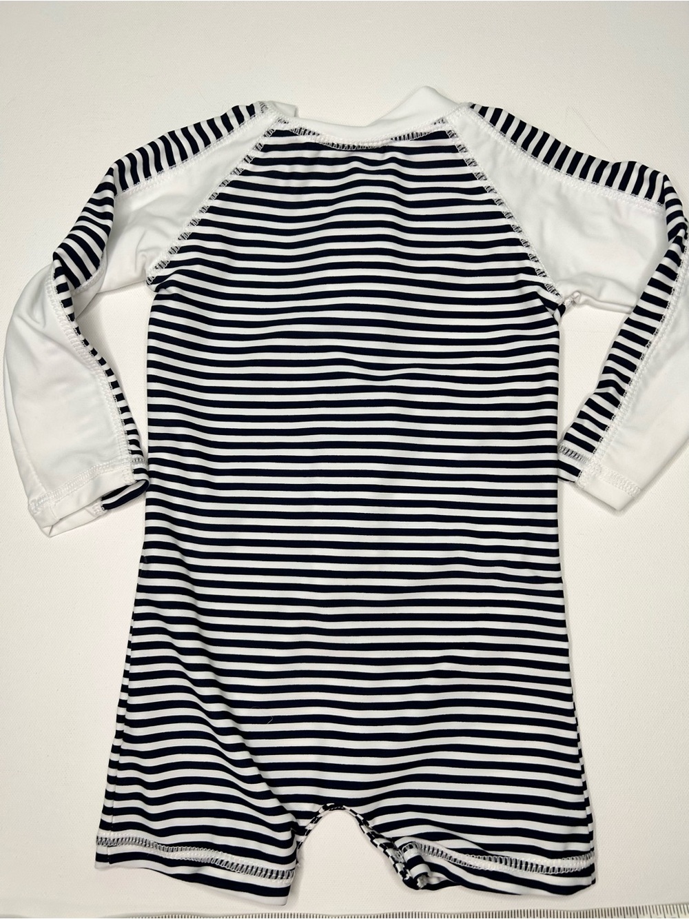 Snapper Rock Black & White Striped Baby Rash Guard One-Piece - Picture 4 of 4